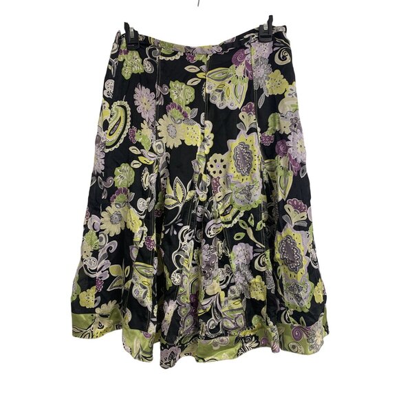 Sigrid Olsen Silk Paisley Floral A-Line Skirt Size 4 - Picture 1 of 7